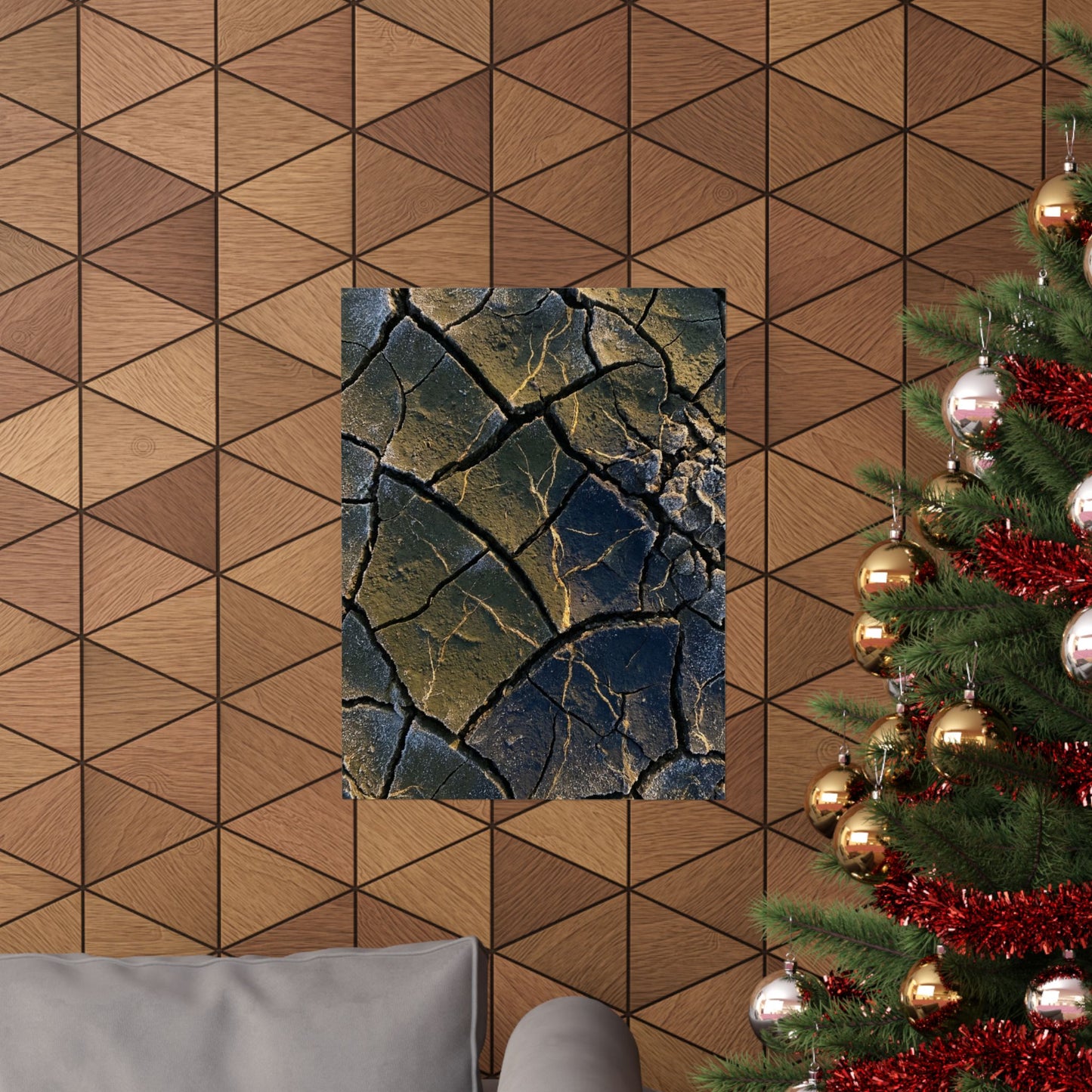 Kanso Cracked Earth Wall Art Print - Dark Japandi Moody Minimal