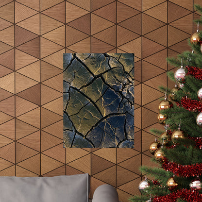 Kanso Cracked Earth Wall Art Print - Dark Japandi Moody Minimal