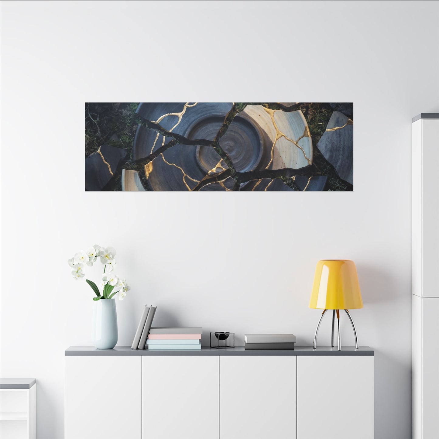 Resilient Broken Pottery Canvas Art - Gold Vein Kintsugi
