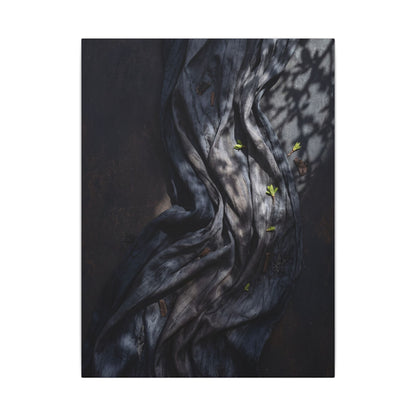 Seijaku Silk Drape Canvas Art - Dark Japandi Dark Texture