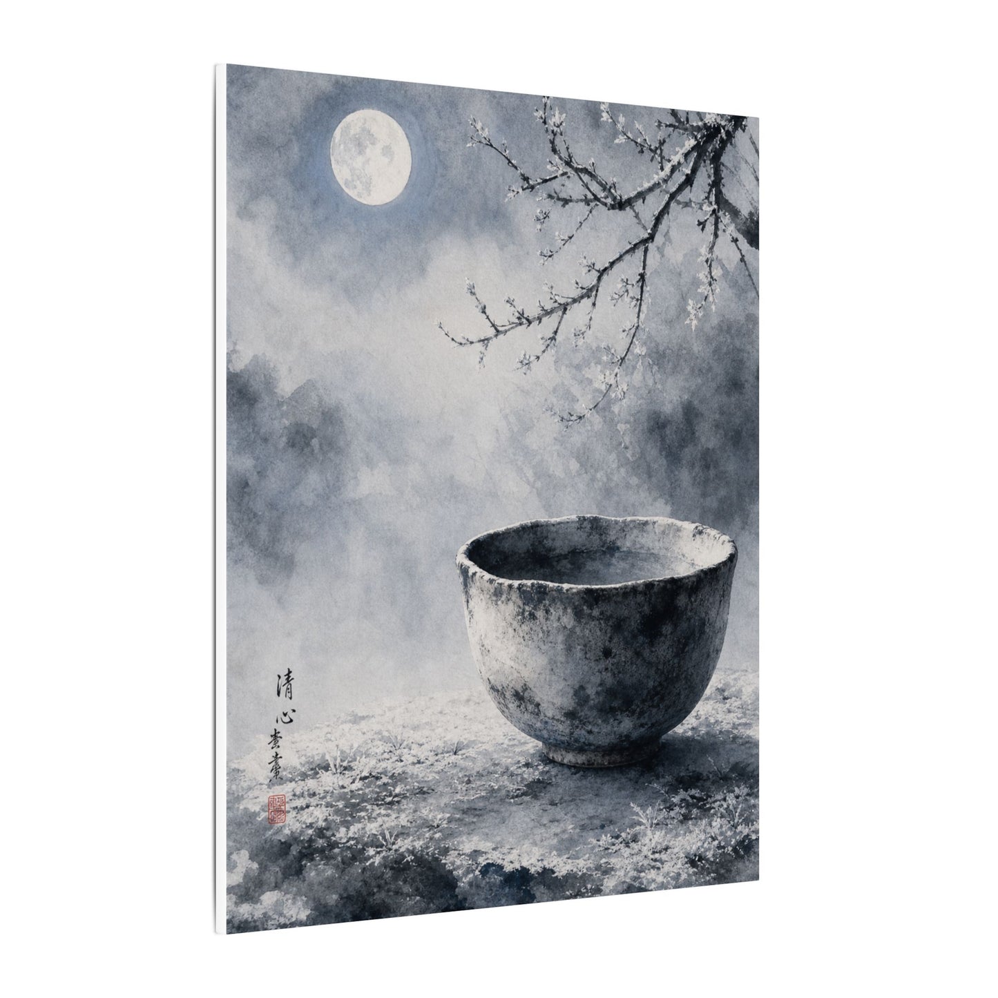 Seijaku Ceramic Bowl Canvas Art - Zen Sumi E