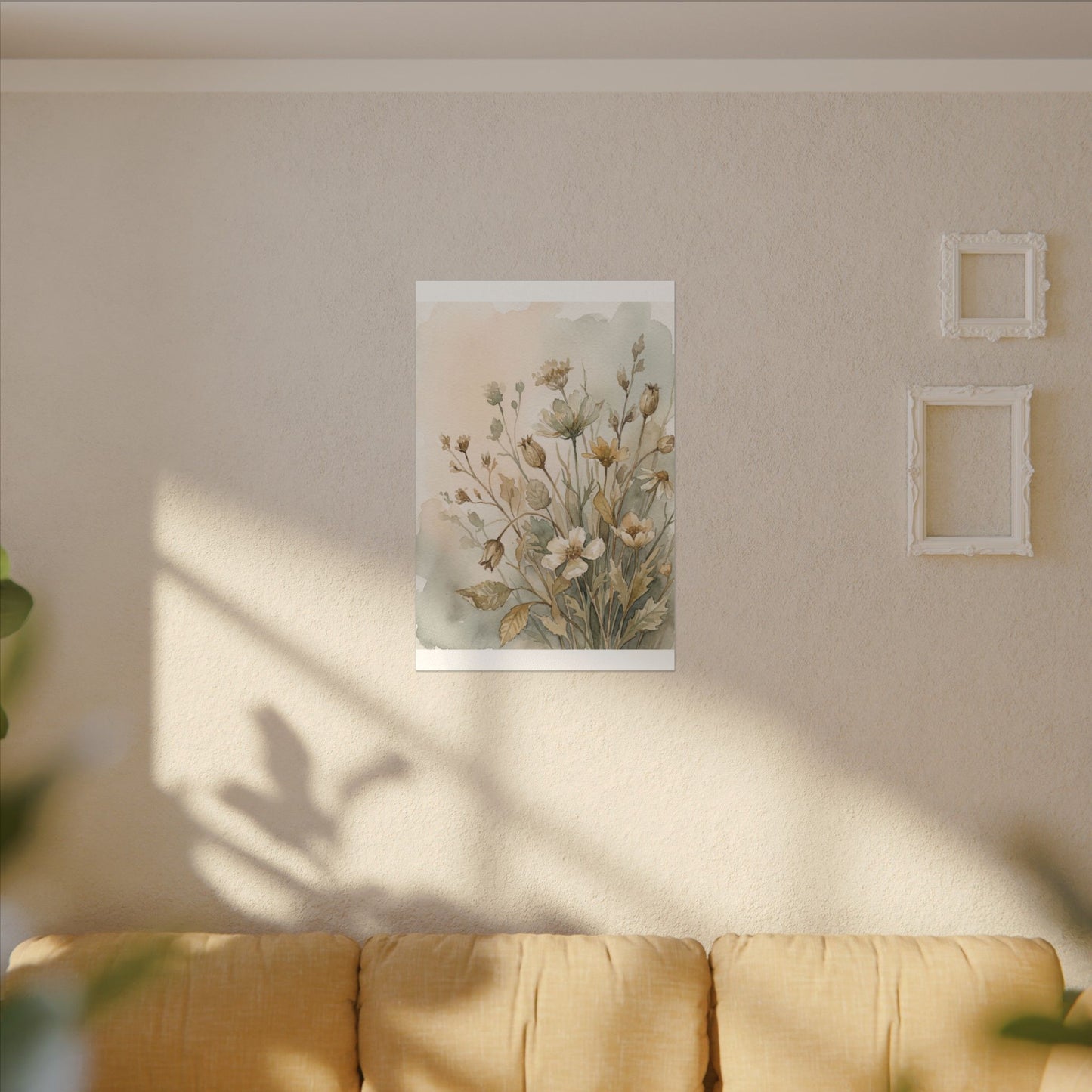 Summer Dried Flowers Watercolor Canvas Art | Elegant Decor