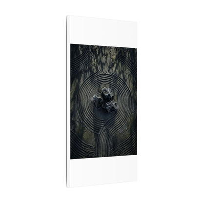 Moody Rock Garden Canvas Art - Dark Texture Dark Japandi