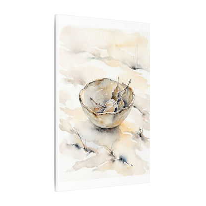 Ceramic Bowl Canvas Art | Winter Japandi Watercolor Art
