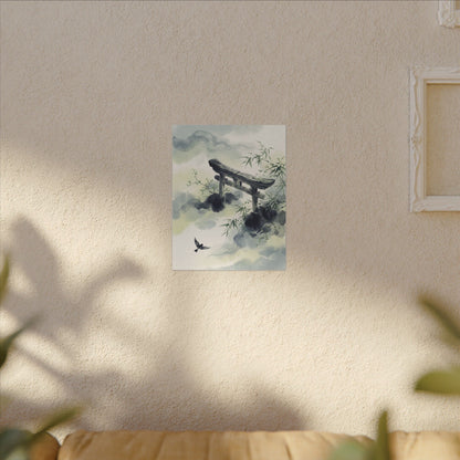 Torii Gate Sumi E Canvas Art | Serene Zen Art