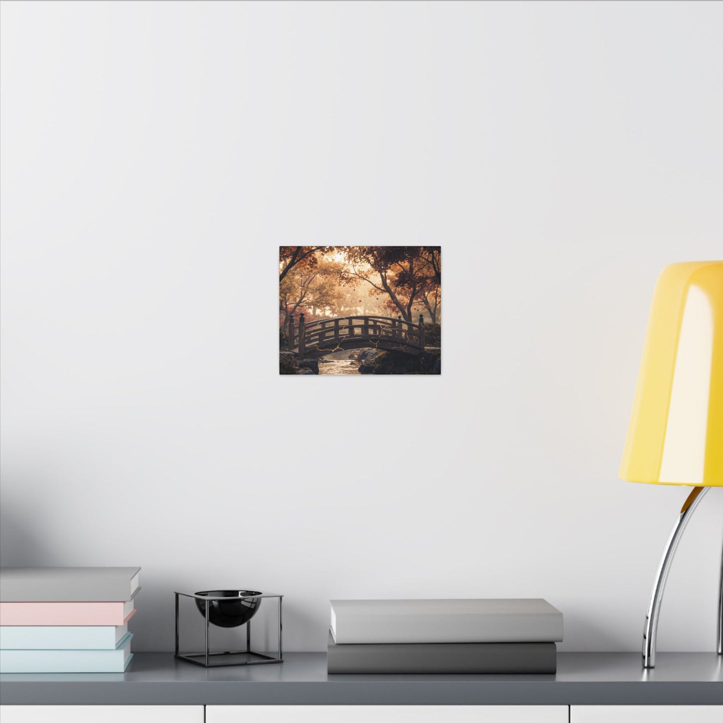Autumn Wooden Bridge Gold Vein Canvas Art | Resilient Decor