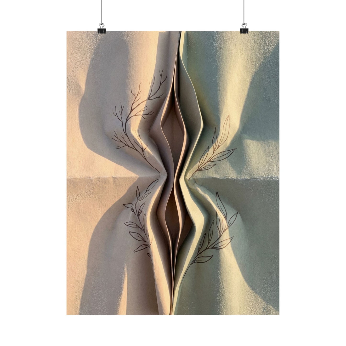 Kanso Paper Fold Wall Art Print - Japandi Minimal Line