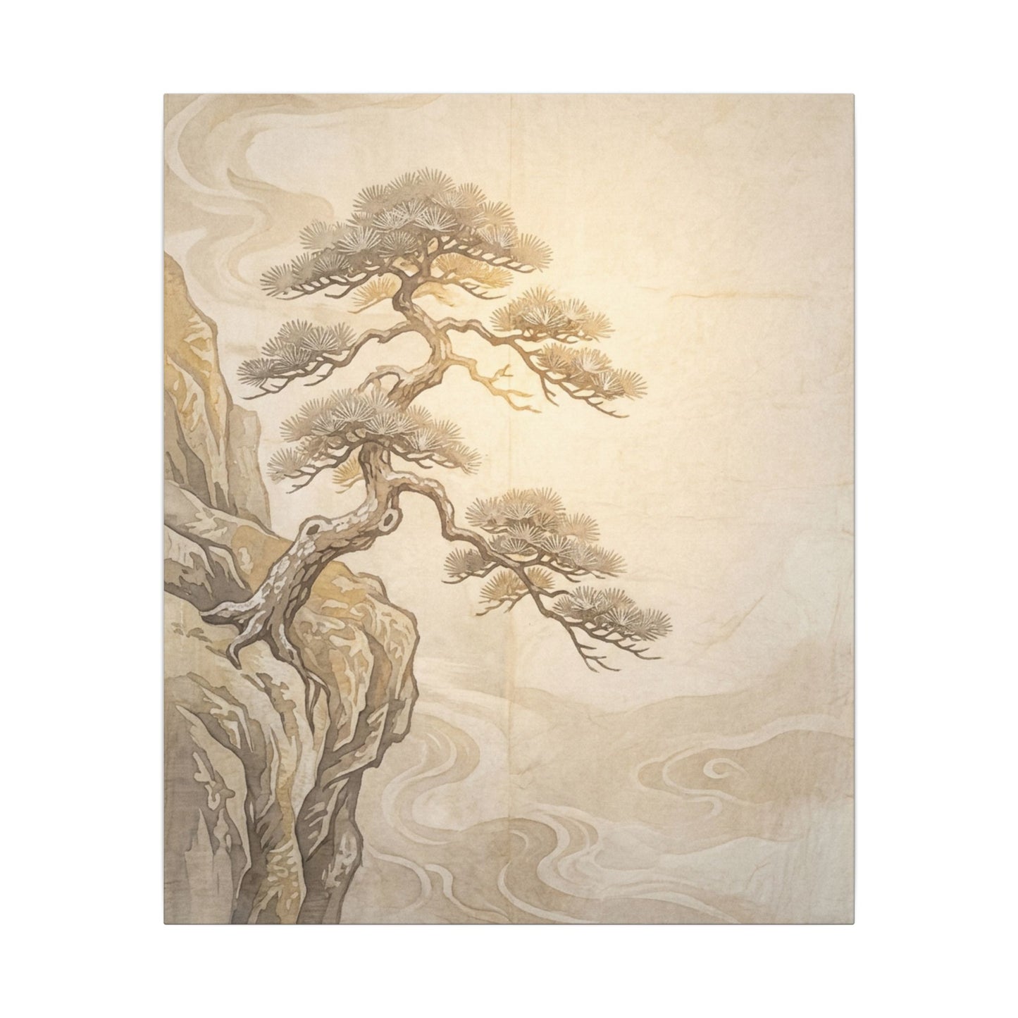 Winter Pine Tree Japanese Pattern Canvas Art | Elegant Decor
