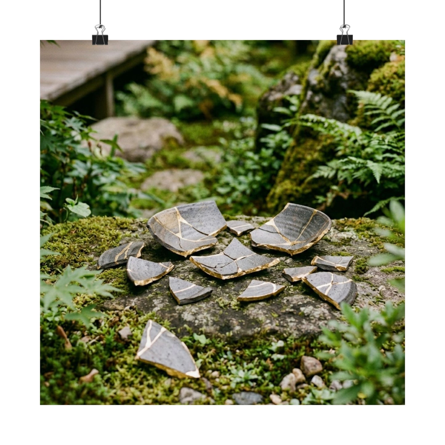 Broken Pottery Gold Repair Wall Art Print | Beautiful Kintsugi Art