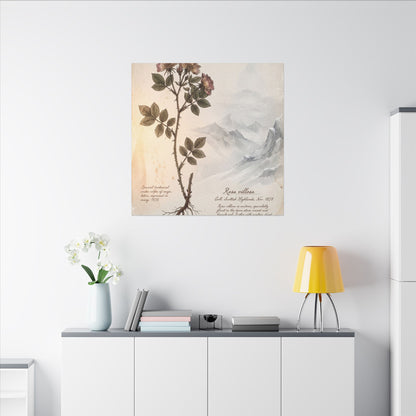 Winter Mountain Mist Herbarium Canvas Art | Earthy Decor