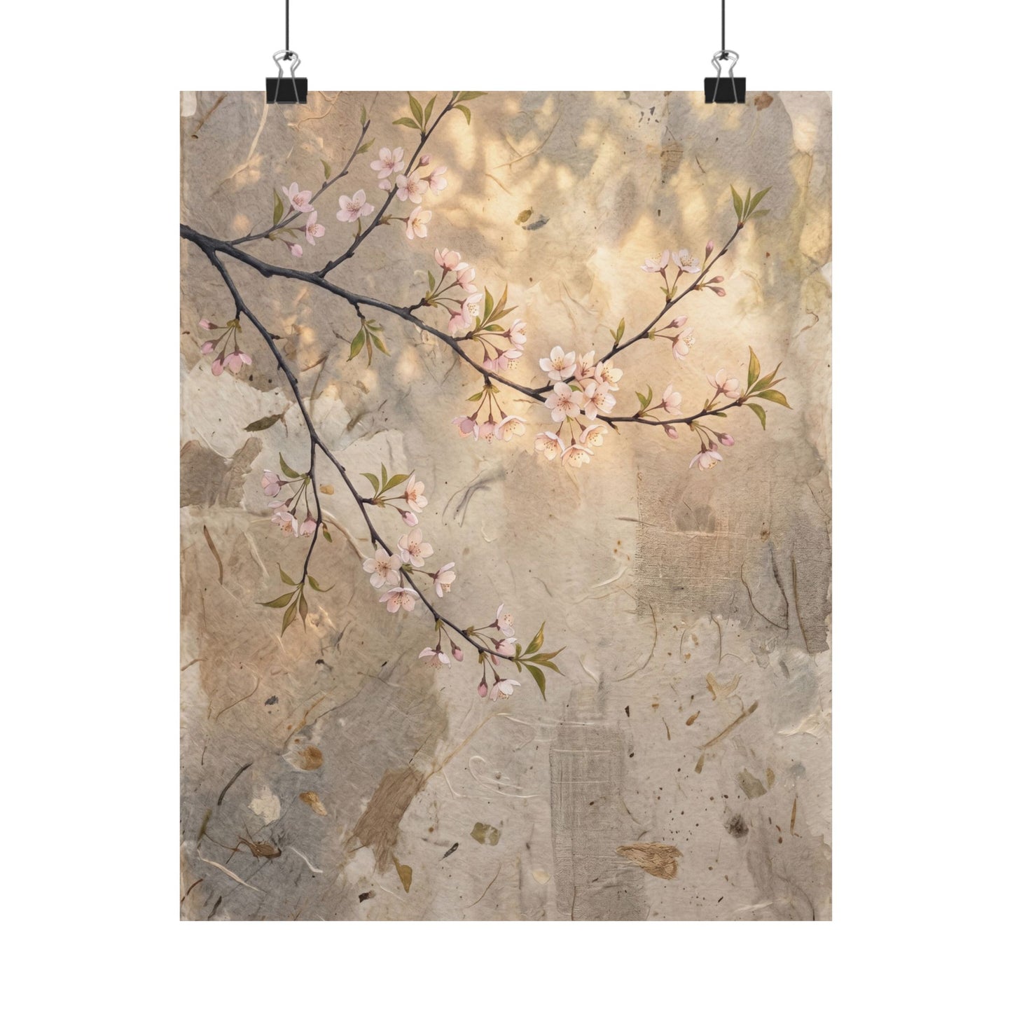 Warm Cherry Blossom Wall Art Print - Texture Japandi