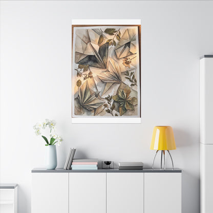 Golden Hour Paper Fold Canvas Art - Japandi Seijaku