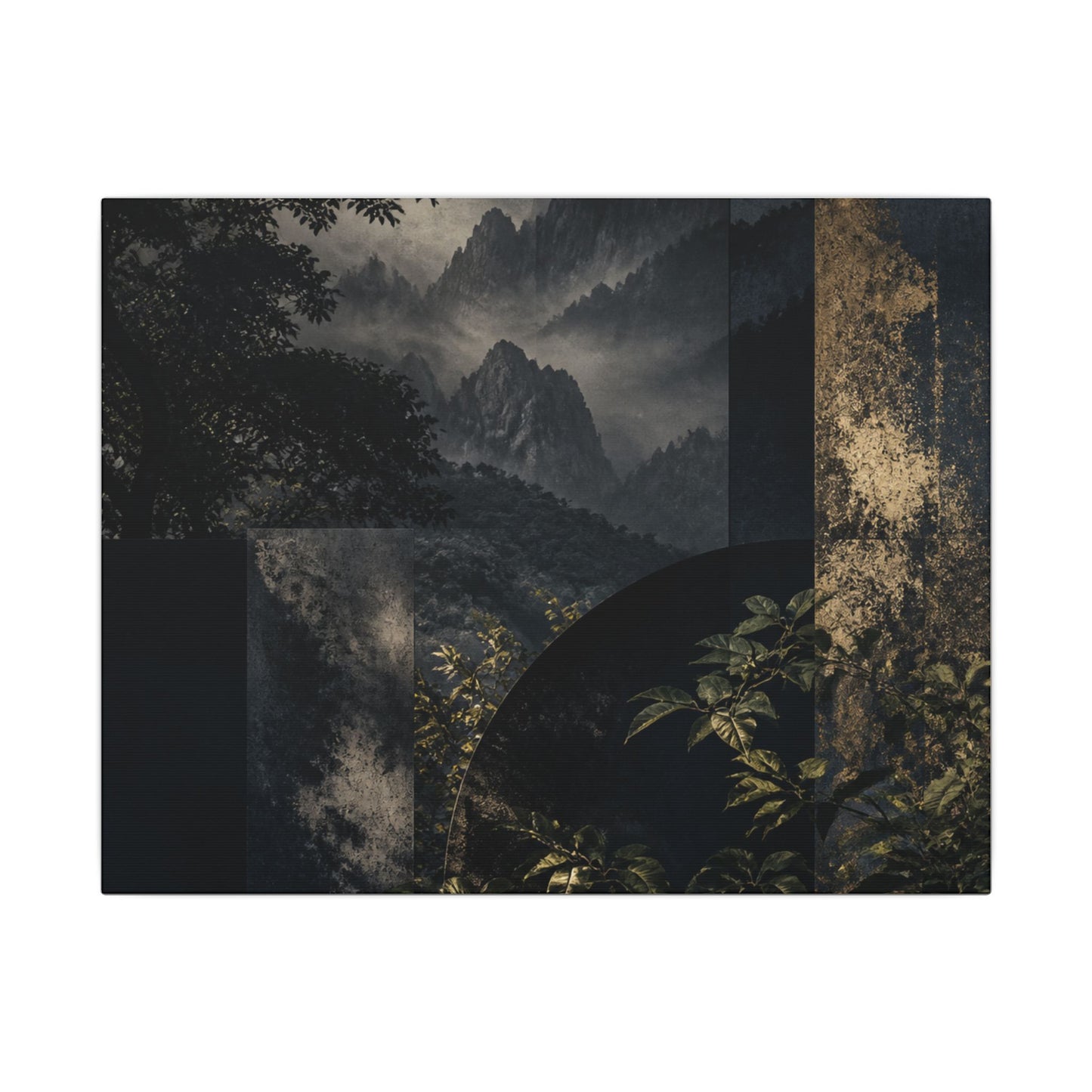 Mountain Mist Summer Canvas Art | Dark Japandi Atmospheric Design