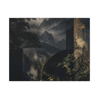 Mountain Mist Summer Canvas Art | Dark Japandi Atmospheric Design