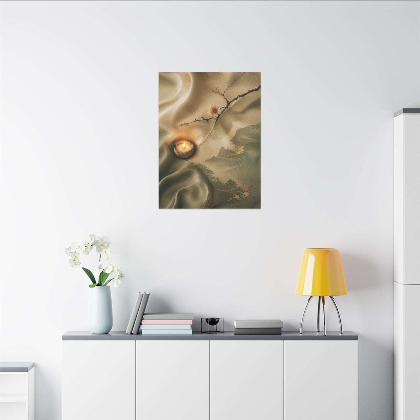 Silk Drape Japanese Pattern Canvas Art | Warm Japandi Art
