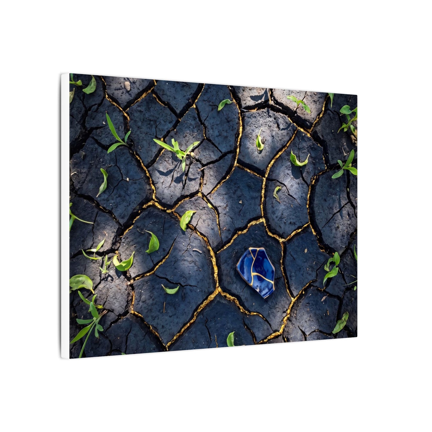 Cracked Earth Canvas Art | Spring Dark Japandi Moody Minimal Art
