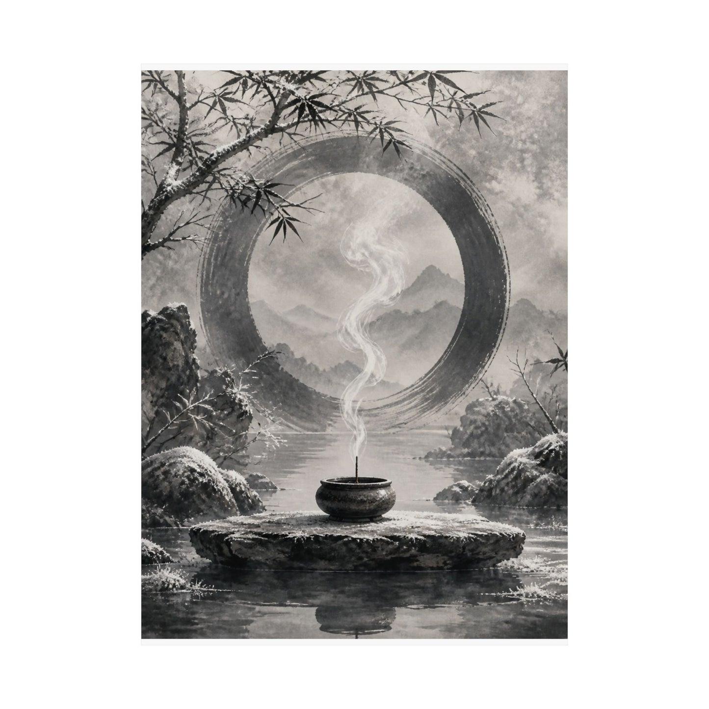 Dappled Incense Smoke Wall Art Print - Zen Seijaku