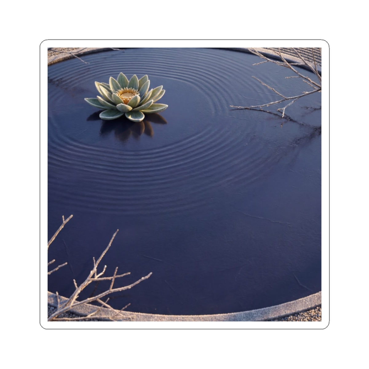 Lotus Flower Sticker | Winter Zen Karesansui Art Art Print