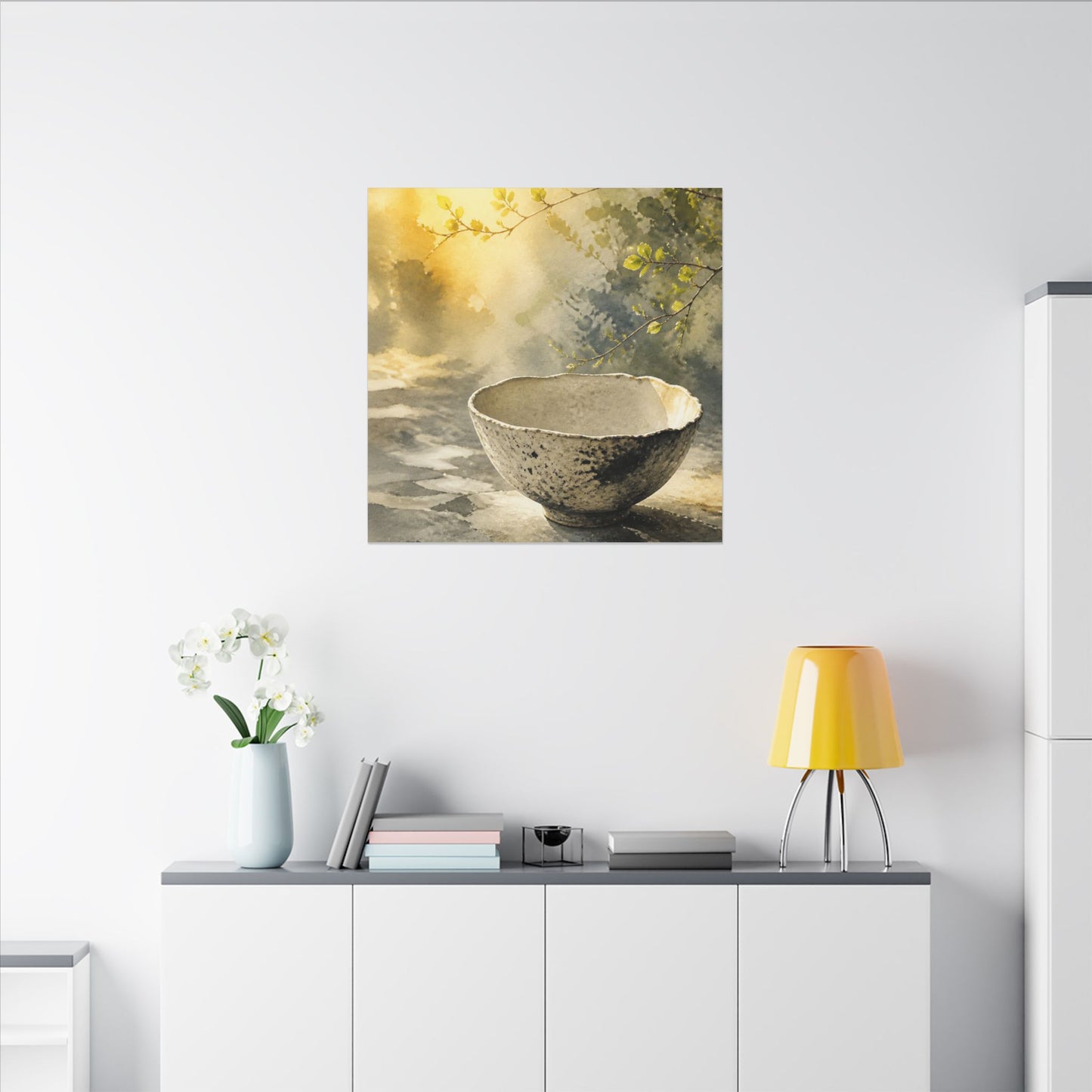 Cozy Ceramic Bowl Canvas Art - Watercolor Japandi