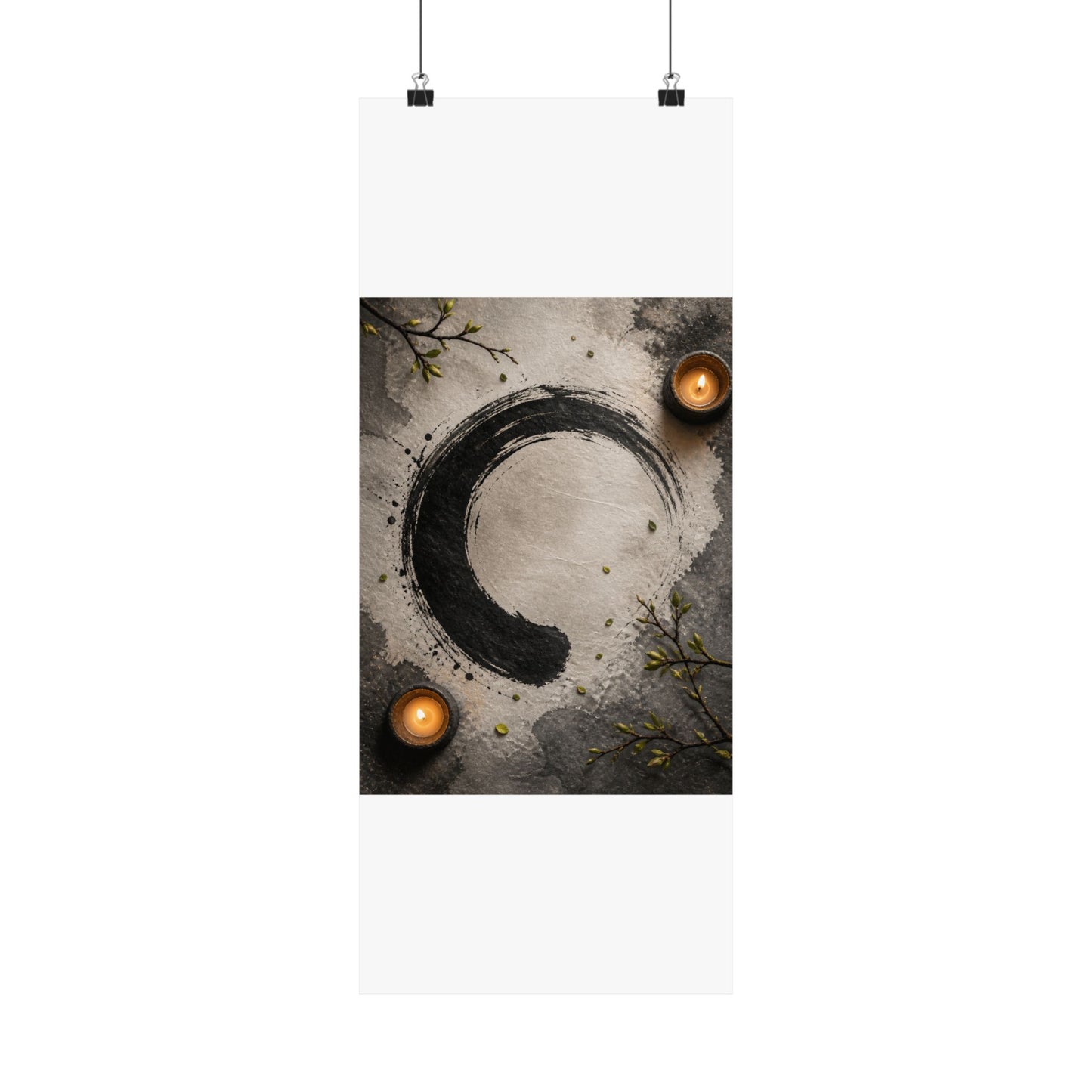 Peaceful Ink Brushstroke Wall Art Print - Enso Zen