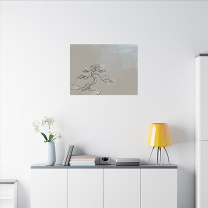 Pine Tree Minimal Line Canvas Art | Warm Japandi Art
