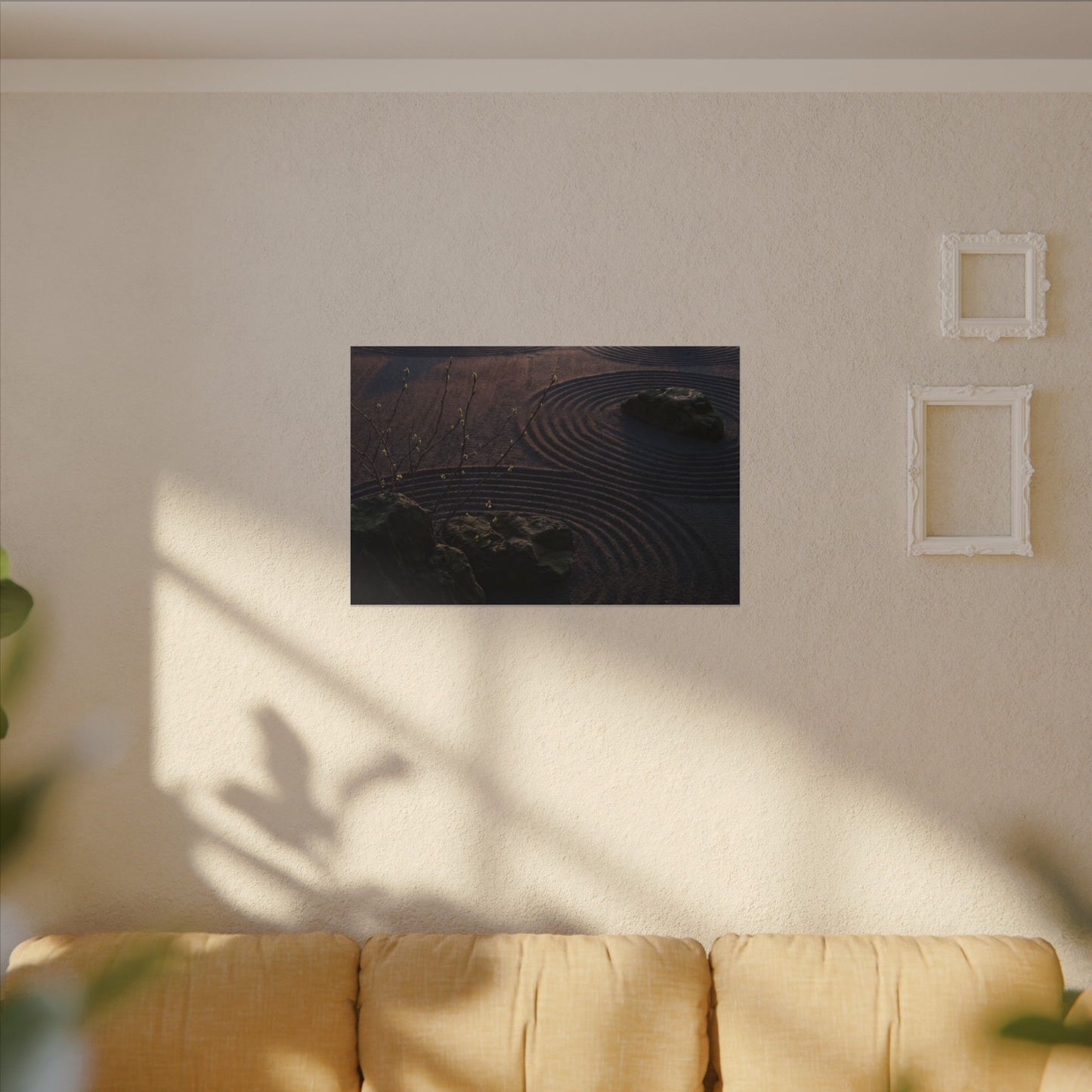 Spring Rock Garden Shadow Zen Canvas Art | Luxurious Decor