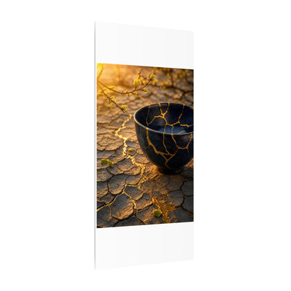 Golden Hour Cracked Earth Canvas Art - Kintsugi Fukinsei