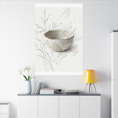 Neutral Ceramic Bowl Canvas Art - Minimal Line Japandi