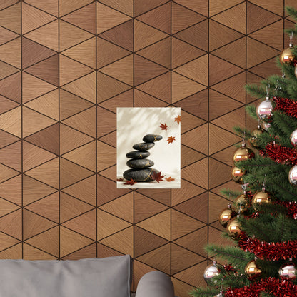 River Stones Crackle Gold Wall Art Print | Philosophical Kintsugi Art