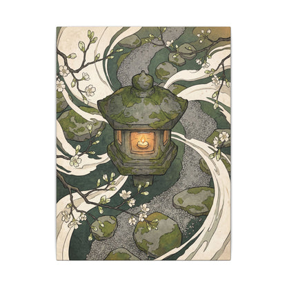 Zen Stone Lantern in Candlelight | Ukiyo E Inspired Canvas Art