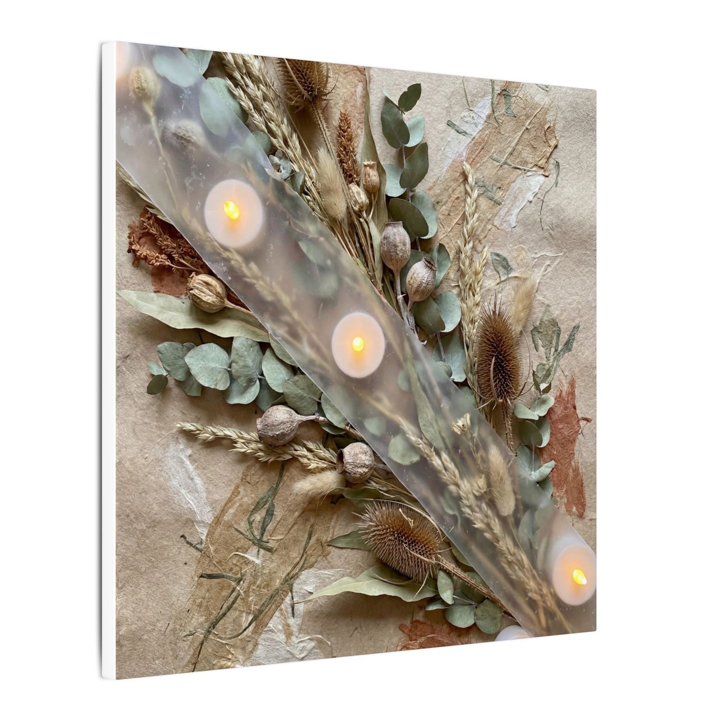 Candlelight Dried Flowers Canvas Art - Japandi Kanso