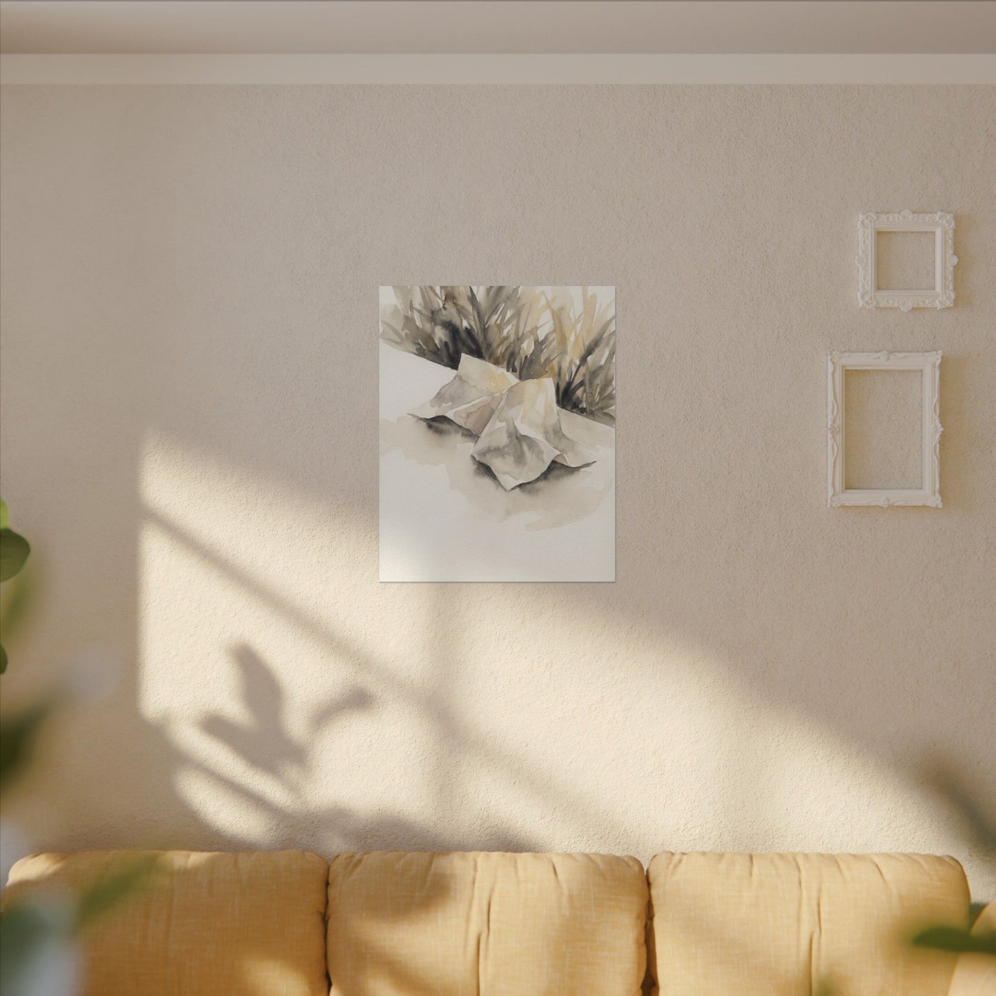 Paper Fold Watercolor Canvas Art | Warm Japandi Art