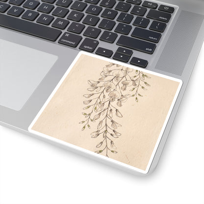 Wisteria Minimal Line Sticker | Earthy Japandi Art Art Print