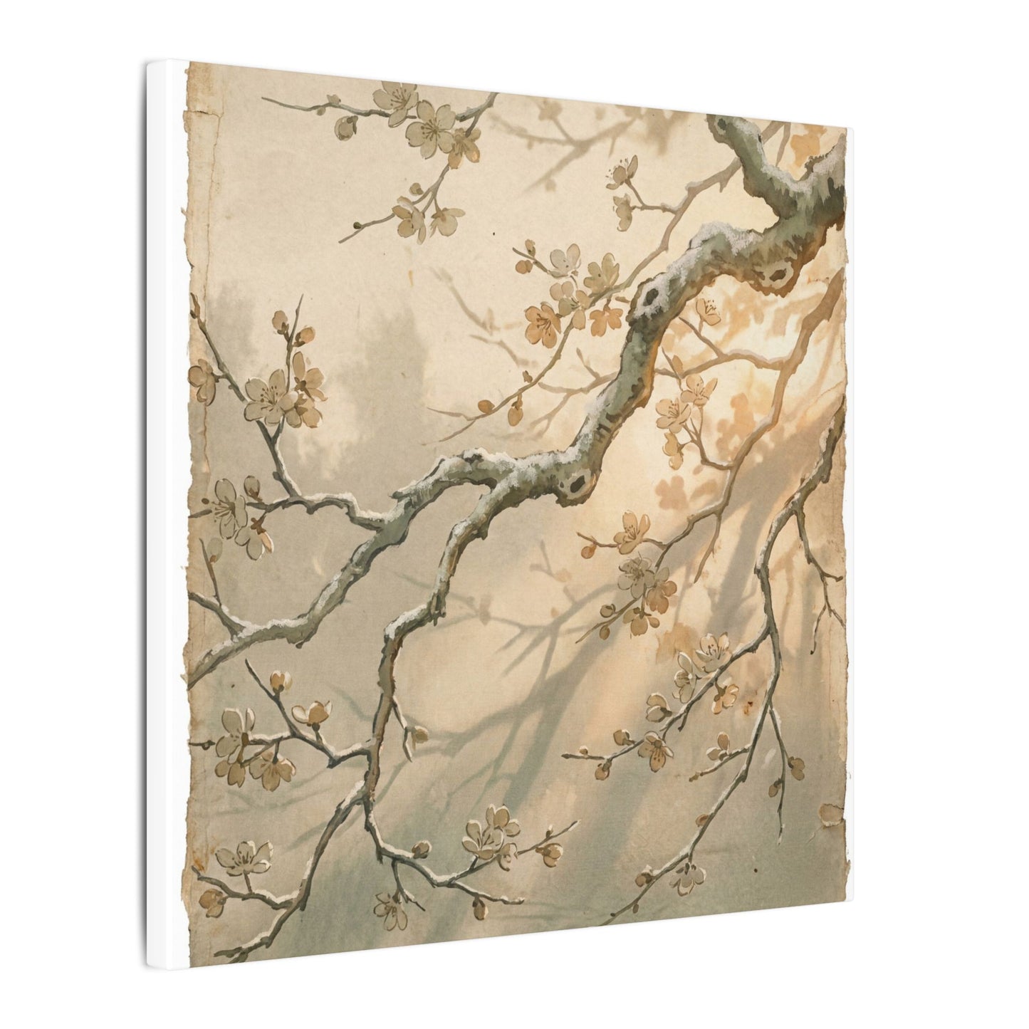 Cherry Blossom Canvas Art | Winter Japandi Japanese Pattern Art