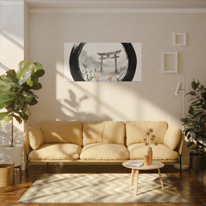 Spring Torii Gate Enso Canvas Art | Tranquil Decor