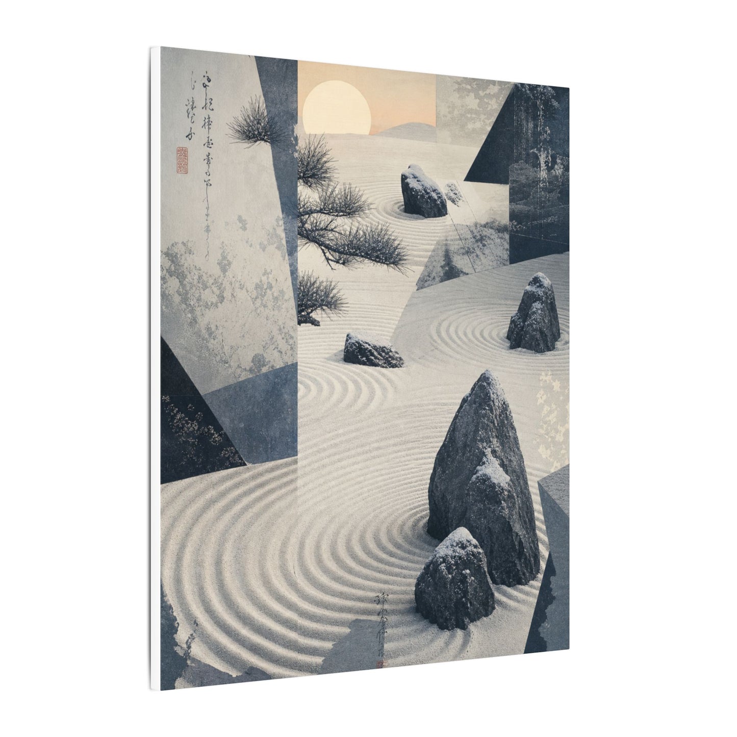 Seijaku Rock Garden Canvas Art - Zen Ukiyo E Inspired