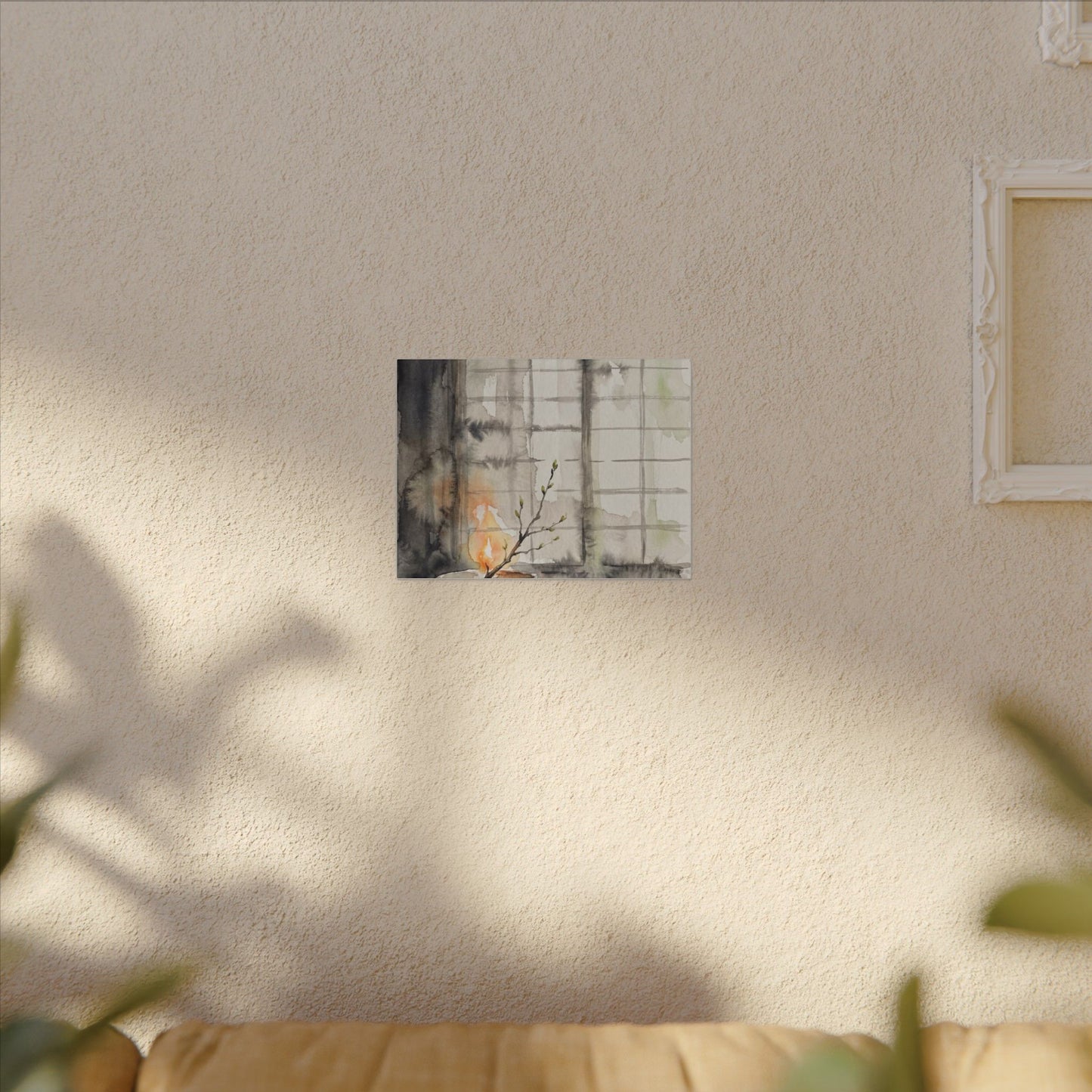 Shoji Screen Canvas Art | Spring Japandi Watercolor Art