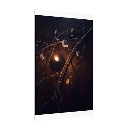 Datsuzoku Cherry Blossom Canvas Art - Dark Japandi Moody Minimal