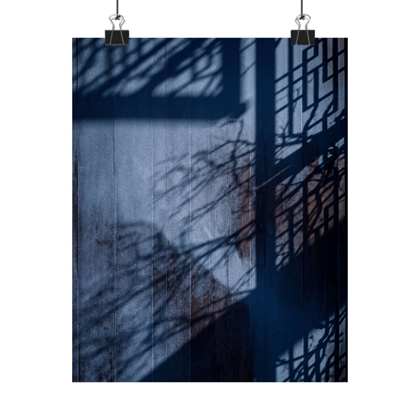 Sophisticated Shadow Play Wall Art Print - Moody Minimal Dark Japandi