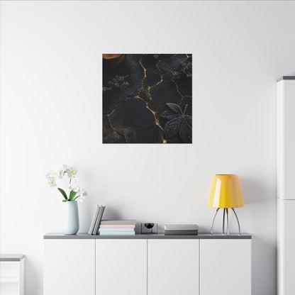 Candlelight Cracked Earth Canvas Art - Dark Japandi Ma