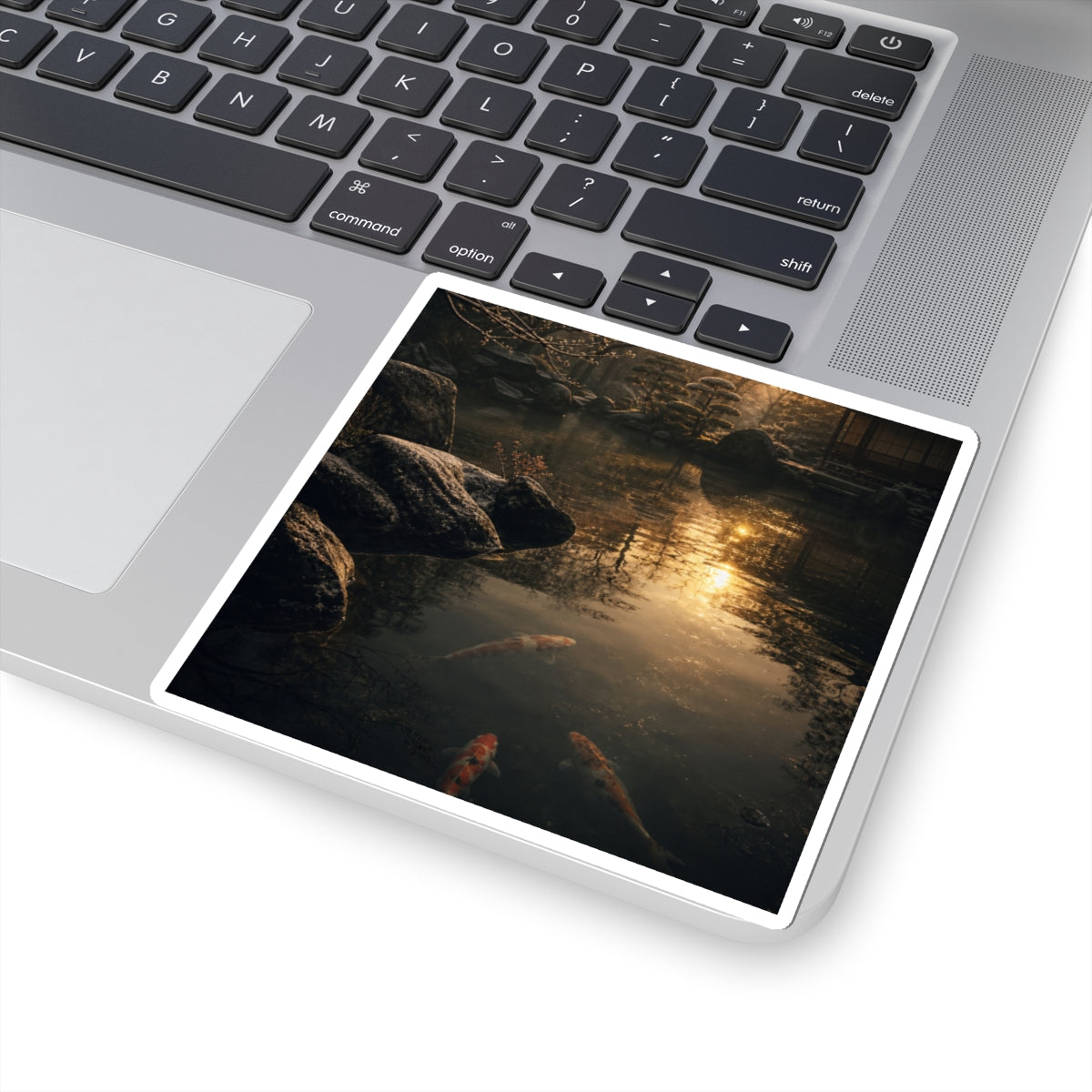 Dark Japandi Koi Pond in Golden Hour | Shadow Zen Sticker