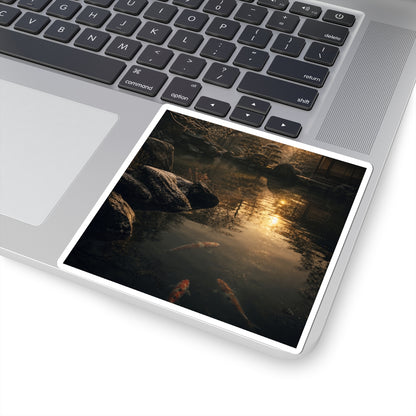 Dark Japandi Koi Pond in Golden Hour | Shadow Zen Sticker