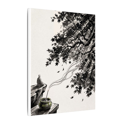 Serene Incense Smoke Canvas Art - Ukiyo E Inspired Zen