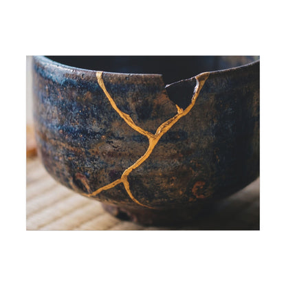Tea Ceremony Autumn Canvas Art | Kintsugi Healing Design