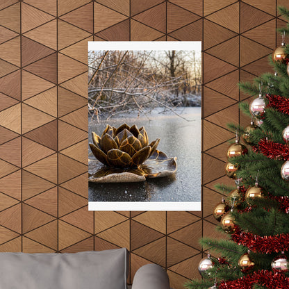 Lotus Flower Winter Wall Art Print | Kintsugi Beautiful Design