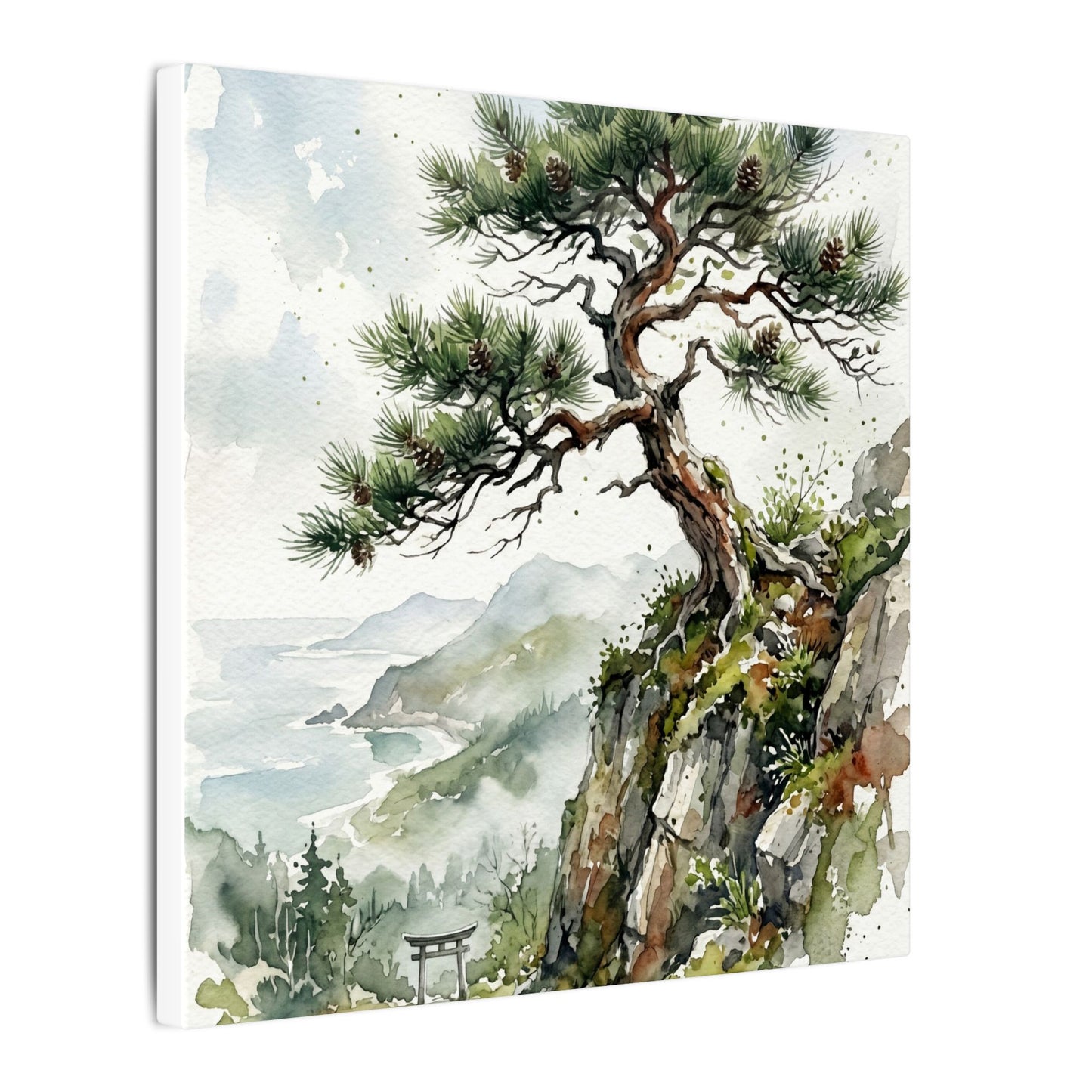 Pine Tree Spring Canvas Art | Japandi Neutral Design