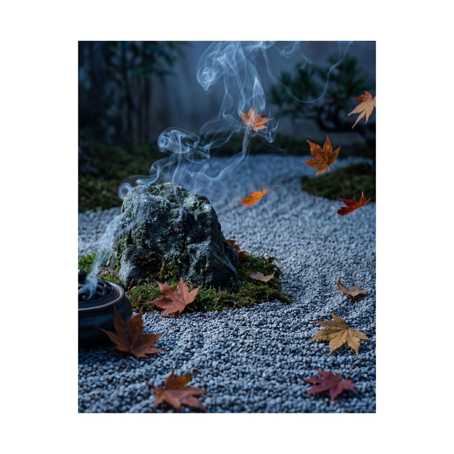Incense Smoke Autumn Wall Art Print | Zen Peaceful Design
