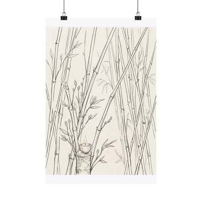 Bamboo Grove Wall Art Print | Spring Japandi Minimal Line Art