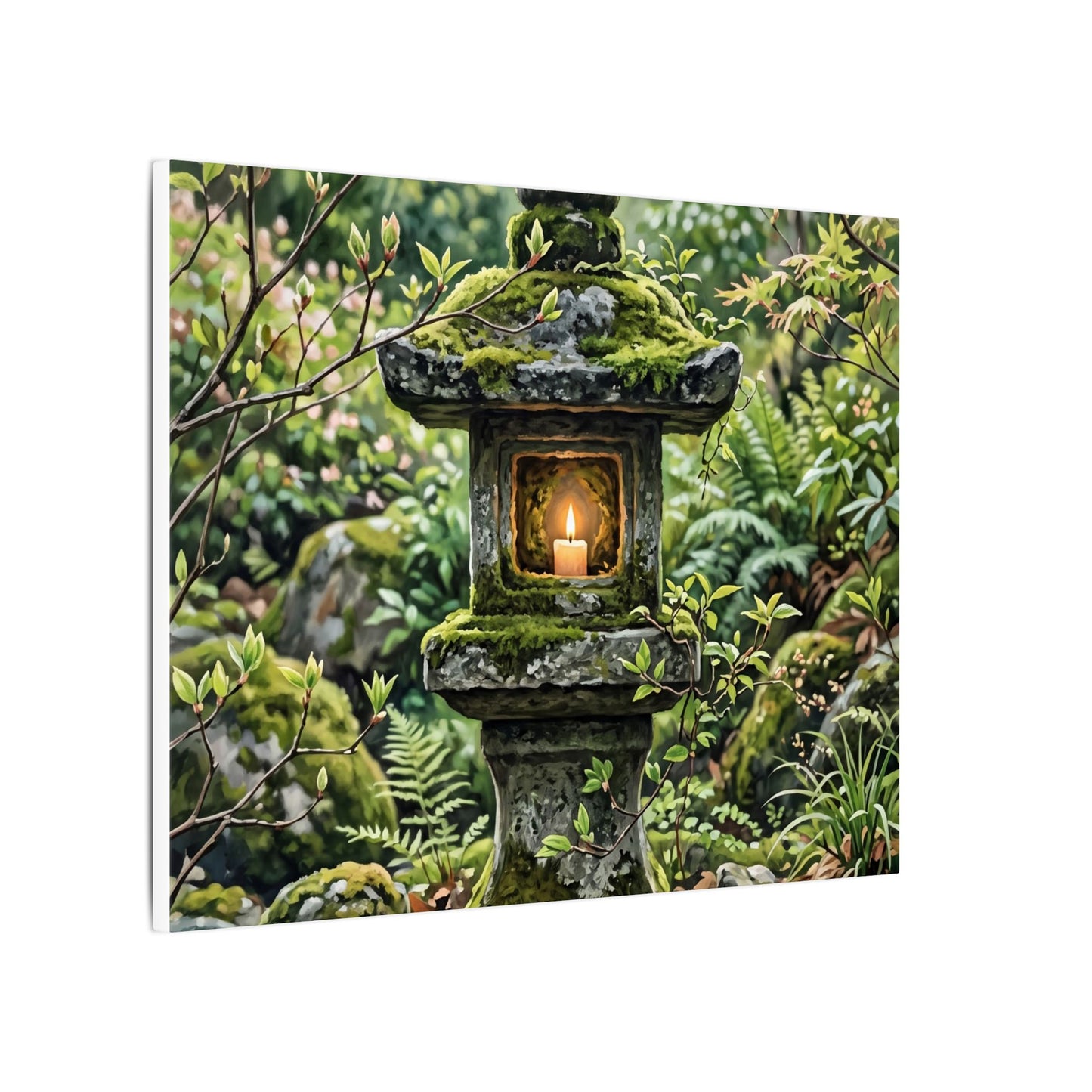 Neutral Stone Lantern Canvas Art - Japanese Pattern Japandi
