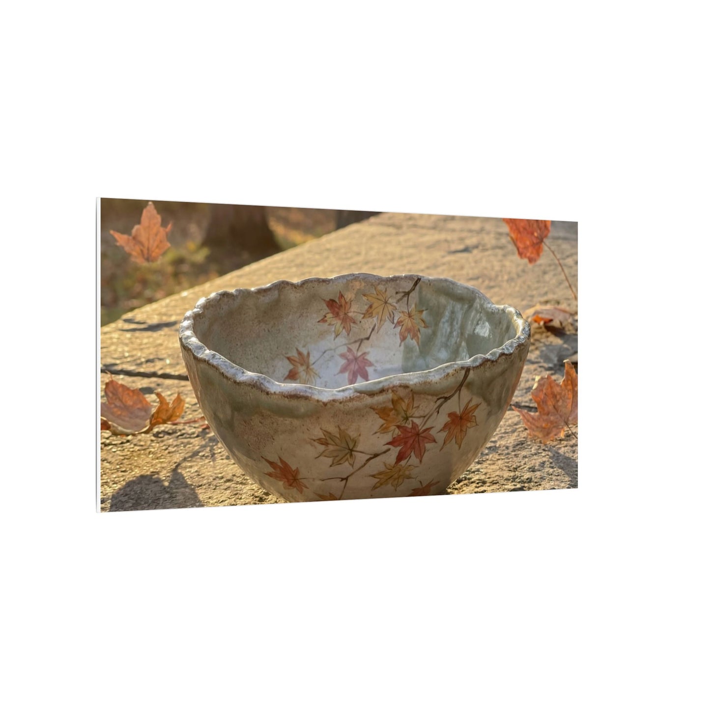 Japandi Ceramic Bowl in Golden Hour | Japanese Pattern Canvas Art